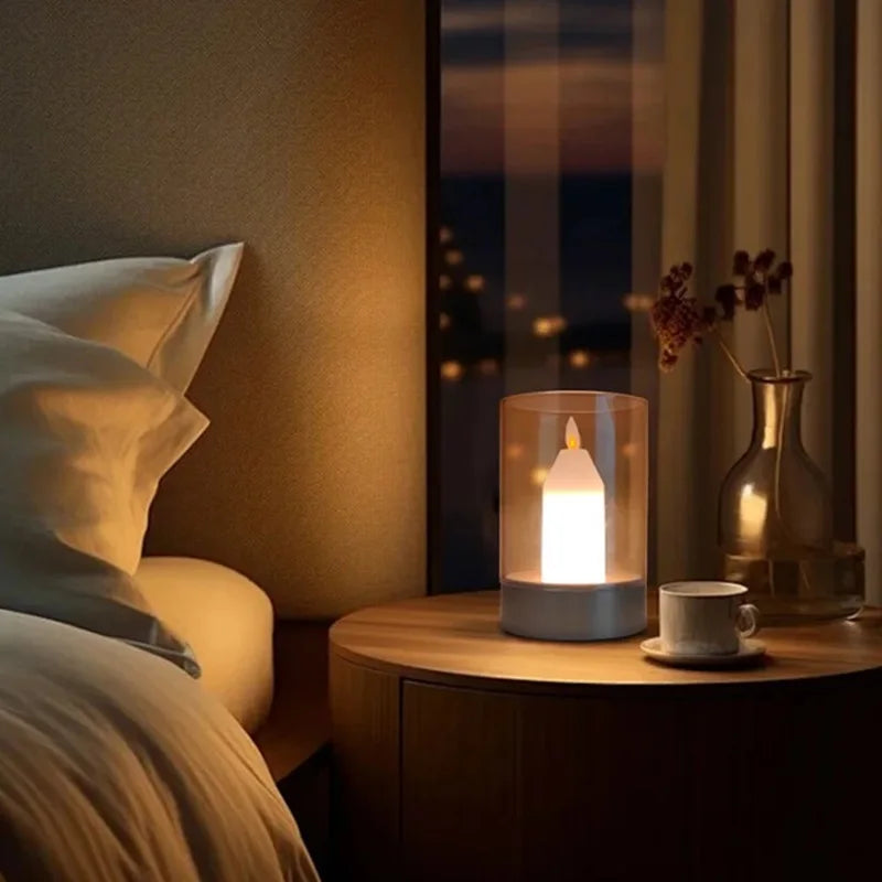 EmberGlow Rechargeable Flame Lamp – USB-C Touch Sensor Night Light | Dimmable LED Ambient Lighting