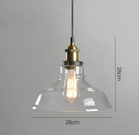 Scandinavian Glass Pendant Light – Vintage Loft E26 Ceiling Lamp | Elegant Ambient Lighting | Contemporary Nordic Interior Feature
