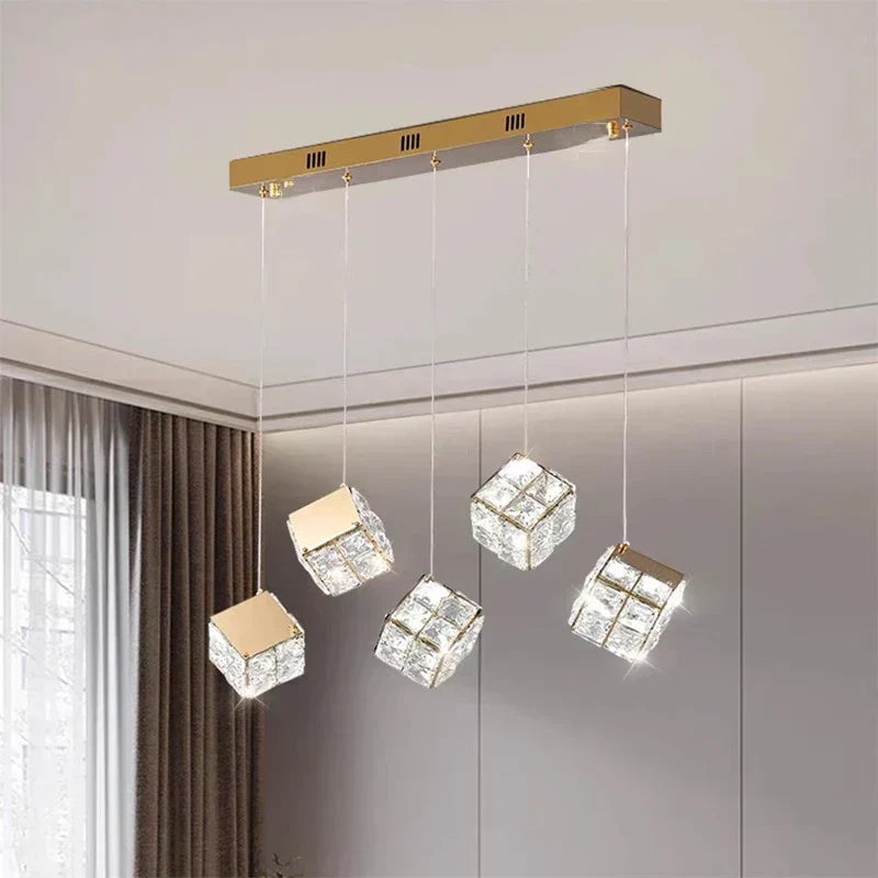 Aurelium Crystal Pendant Light – Modern Staircase Chandelier | Luxury LED Hanging Lamp for Grand Interiors