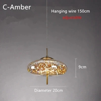 Modern Glass LED Pendant Light – Dimmable Hanging Ceiling Fixture | Luxury Designer Chandelier | Contemporary Home Lighting