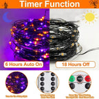 GLOWSPELL LED String Lights – Purple & Orange Halloween Fairy Lights | USB Powered with Remote Control