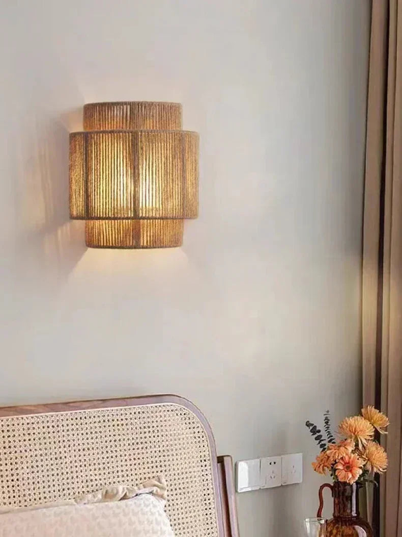 MoriRope Wall Light – Handcrafted Hemp Rope Wall Lamp | Rustic Ambient Lighting | Natural Artisan Décor
