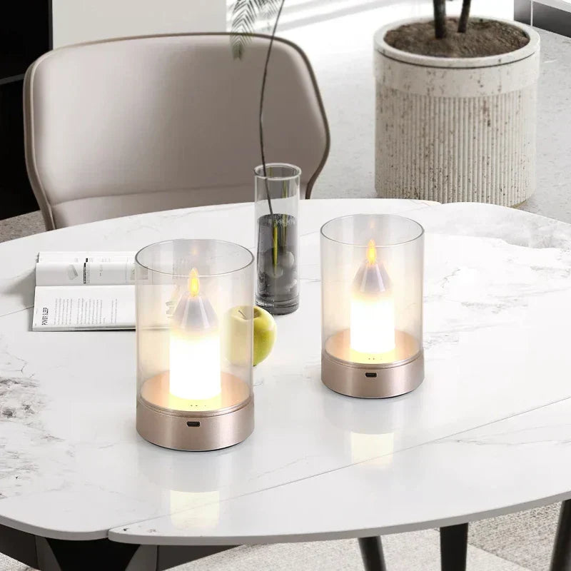 EmberGlow Rechargeable Flame Lamp – USB-C Touch Sensor Night Light | Dimmable LED Ambient Lighting