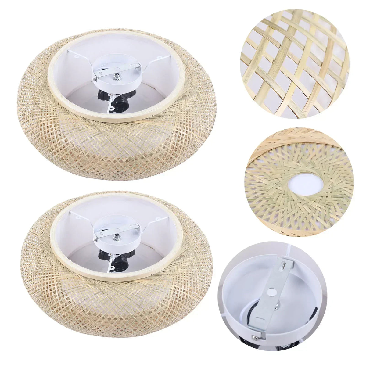 Zenvara Bamboo Ceiling Light – Handwoven Flush Mount Lamp | Natural Japandi Lighting for Modern Interiors