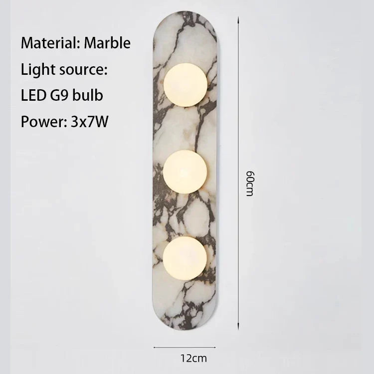 Marble LED Wall Light – Modern Designer Wall Lamp | Luxury Ambient Lighting | Contemporary Stone & Glass Feature