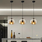 Amber Glass Pendant Light – Modern E26 Ceiling Lamp | Warm Ambient Lighting | Elegant Contemporary Interior Feature