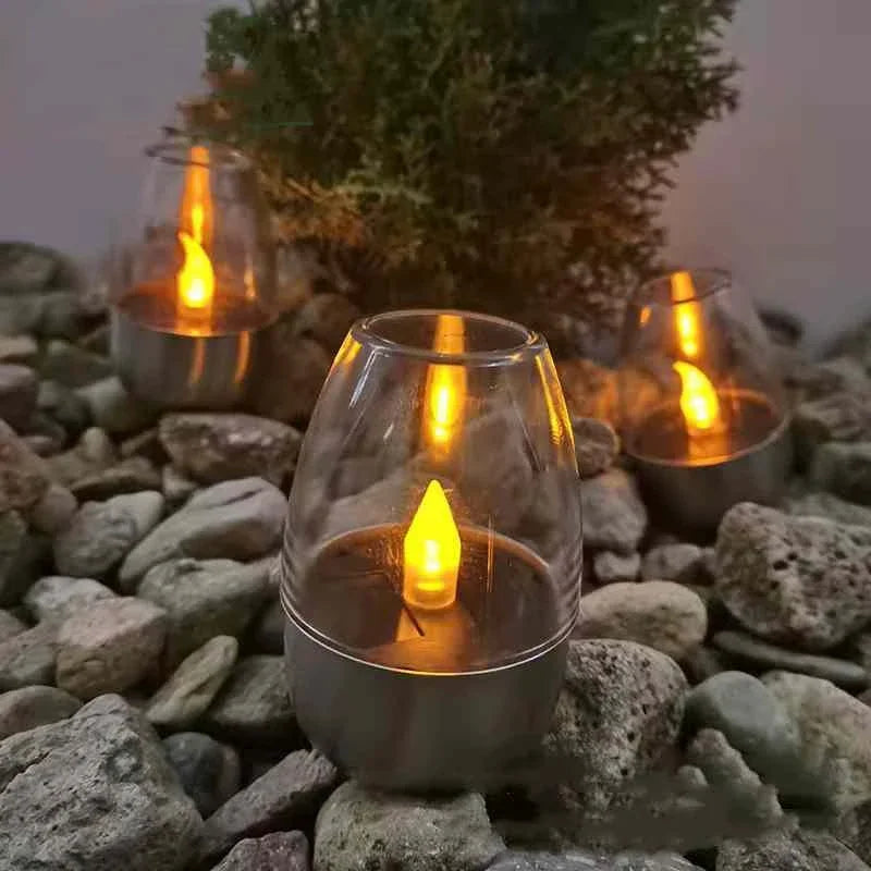LumiVibe Solar LED Candle – Rechargeable Waterproof Garden Light with Flame Effect