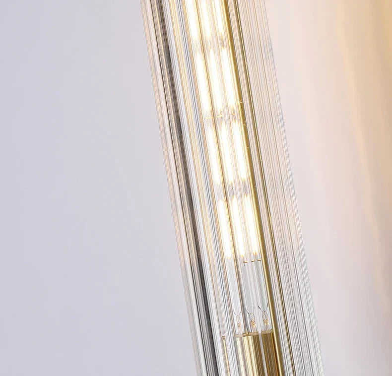 Modern Clear Glass Wall Light – Gold Brass E14 LED Wall Lamp for Bedrooms, Hallways & Bathrooms