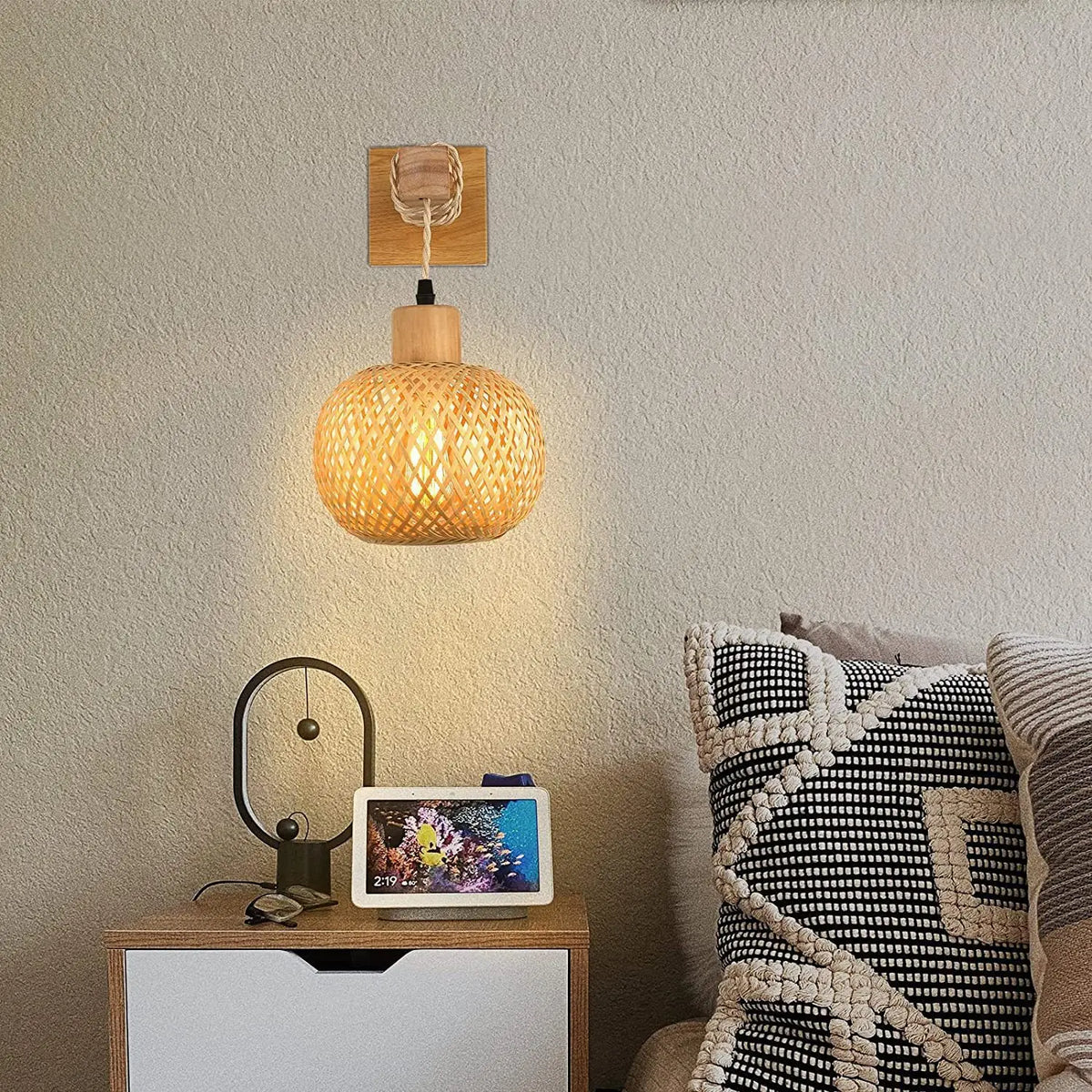 Bamboo Haven Wall Light – Handwoven Rattan Wall Lamp | Natural Boho Lighting | Japandi Interior Elegance