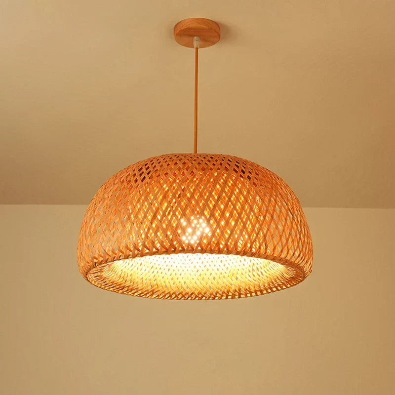 Kiyora Bamboo Pendant Light – Handwoven Asian Hanging Lamp | Natural Japandi Lighting for Calm Interiors