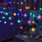LumaSnow 4M LED Snowflake Curtain Lights – Christmas Icicle String Lights for Windows, Parties & Holiday Decorations