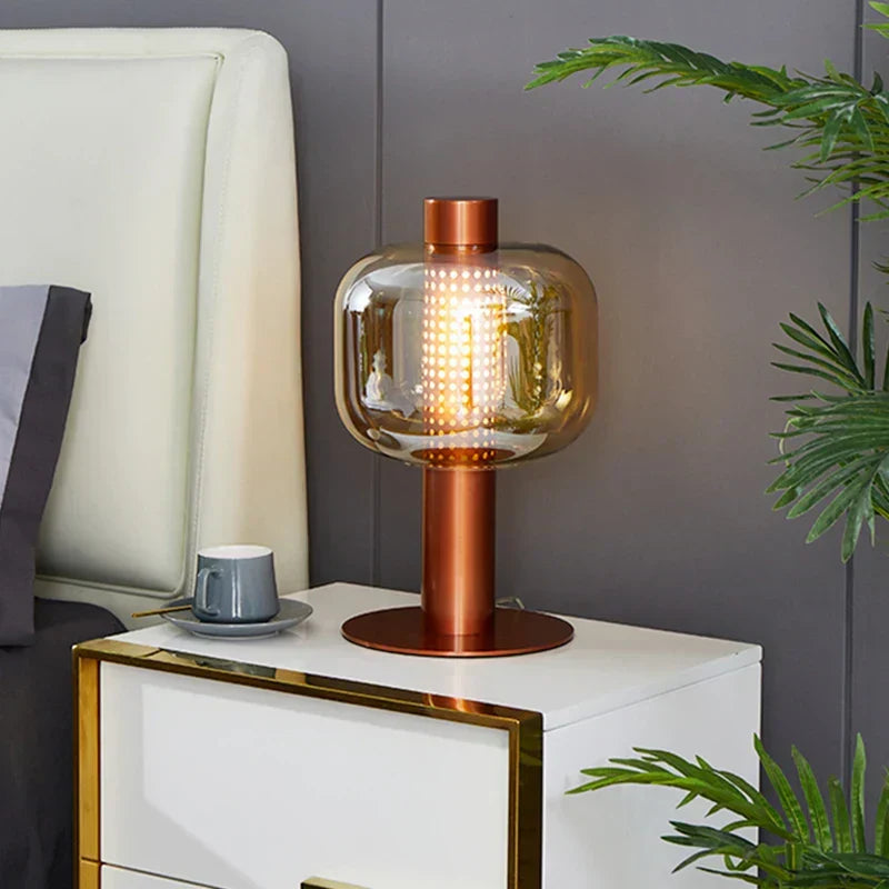 BonboriGlow Nordic Glass Lamp – Minimalist Amber & Smoke Grey Designer Lamp