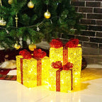LumiGift Illuminated Gift Boxes – Set of 3 LED Christmas Decorations | Indoor & Outdoor Holiday Display