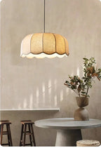 Hoshira Linen Pendant Light – Japandi Wabi-Sabi Ceiling Lamp | Soft Ambient LED Lighting for Modern Interiors