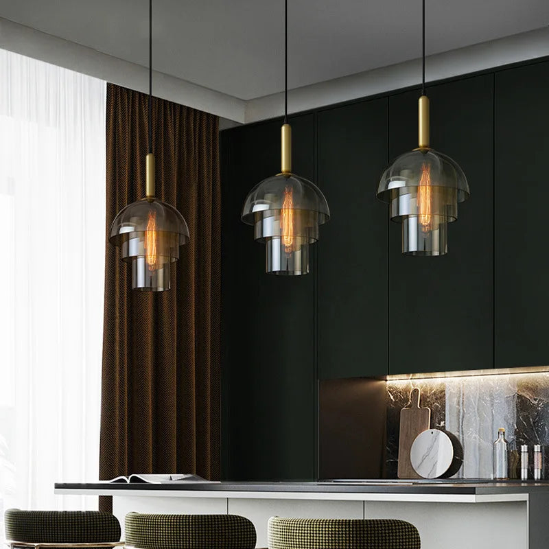 Champagne Glass Pendant Light – Vintage LED Ceiling Lamp | Elegant Ambient Lighting | Timeless Statement Fixture