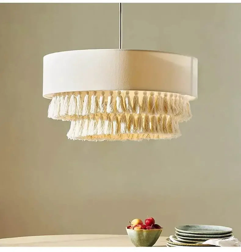 Nomad Linen Pendant Light – Wabi-Sabi Fabric Ceiling Lamp | Boho Japandi Ambient Lighting