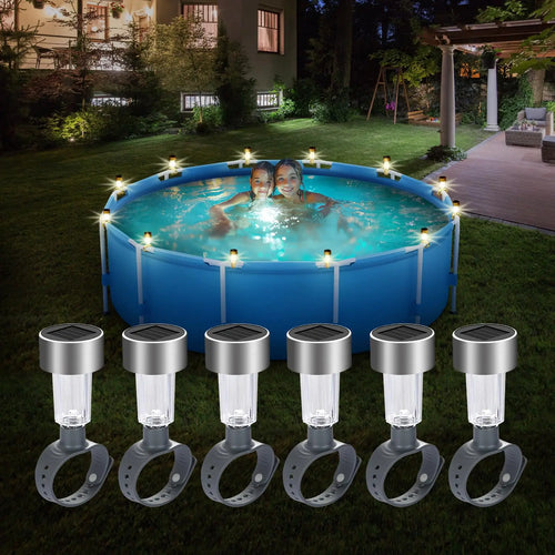 AquaGlow Solar Pool Lights Set of 6 – Waterproof Warm White LED Pool & Garden Lighting | Wireless Outdoor Ambience