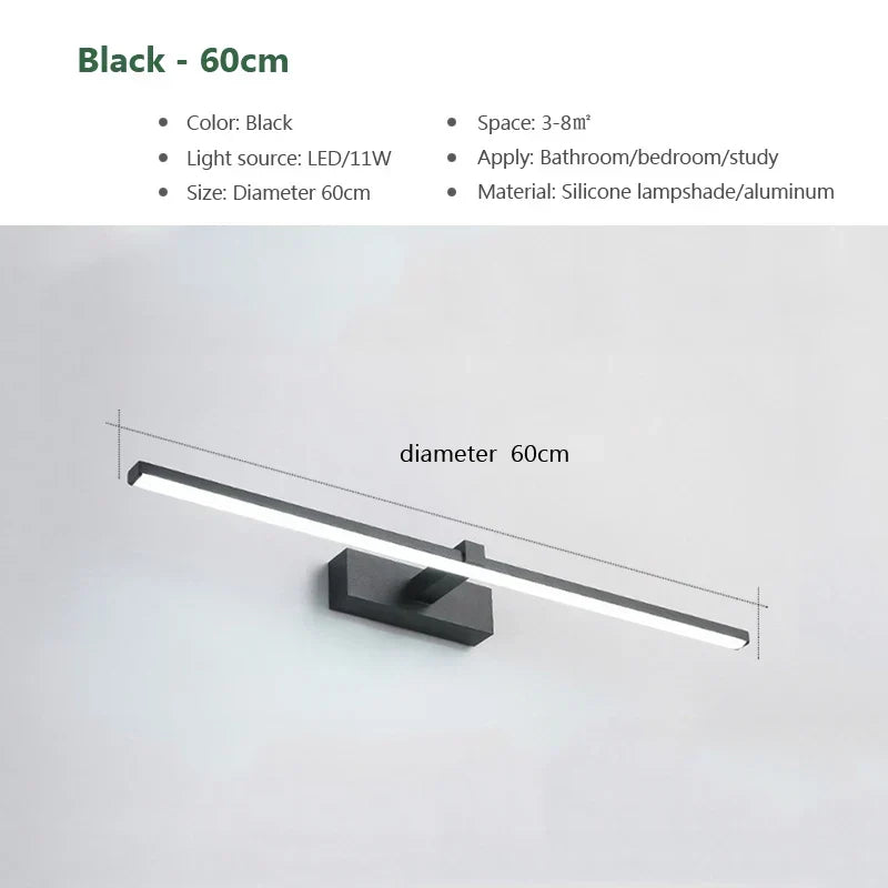 AuraLine LED Mirror Wall Light – Modern Bathroom Lighting | 3 Colour Temperature Vanity Lamp