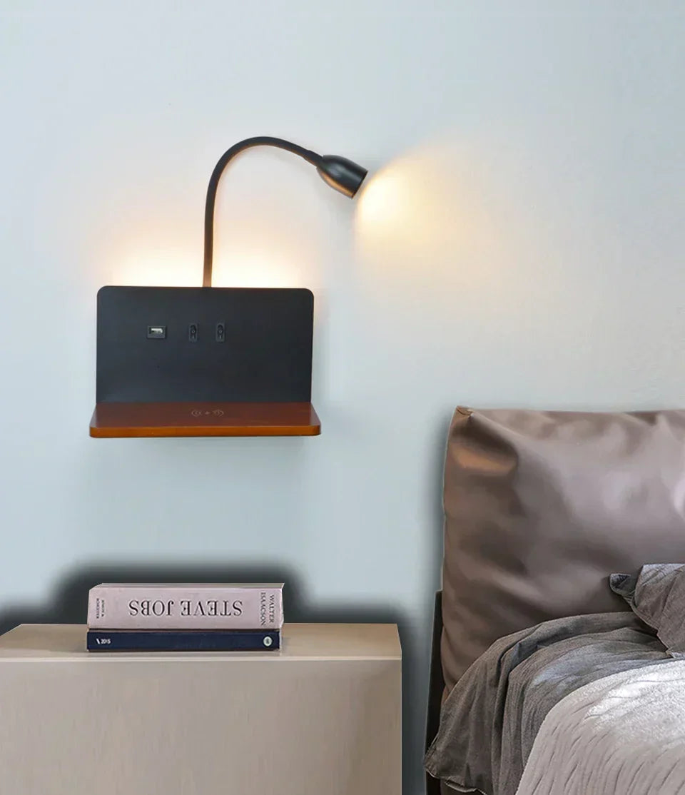 LumiCharge Smart Wall Light – Wireless Charging Sconce | Modern Bedside LED Lighting