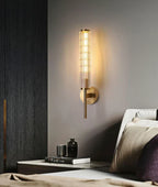 Modern Clear Glass Wall Light – Gold Brass E14 LED Wall Lamp for Bedrooms, Hallways & Bathrooms
