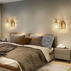 Crystal Wall Light with Gold & Silver Finish – Modern Luxury LED Wall Sconce | Elegant Ambient Lighting