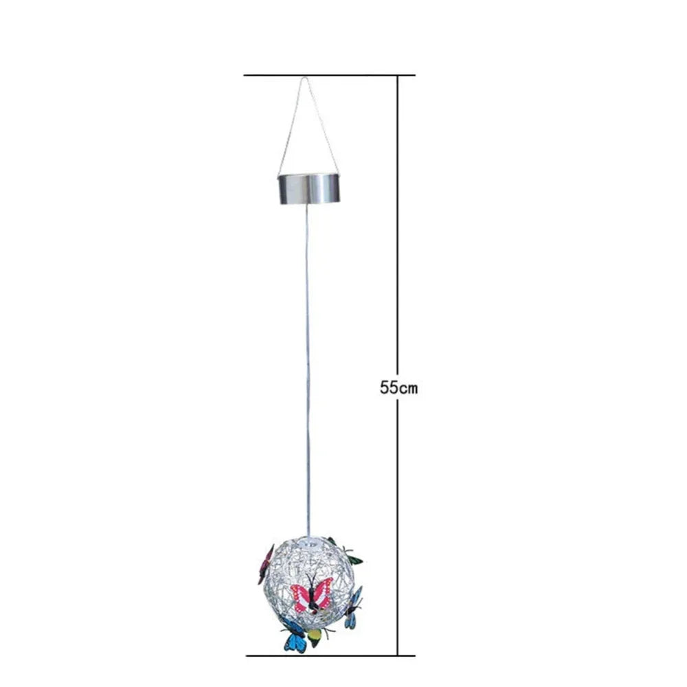 ButterflyGlow Solar Hanging Light – Waterproof LED Garden Lantern | Decorative Outdoor Sphere Light