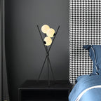 LunaGlow 3D Moon Floor Lamp – Modern LED Tripod Lamp with Satin Glass Globes