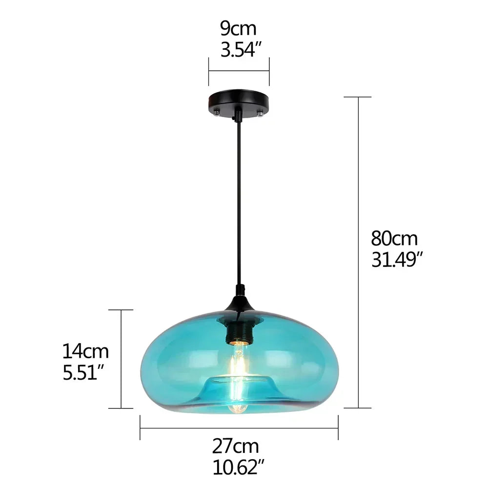Artisan Coloured Glass Pendant Light – Contemporary E26 Ceiling Lamp | Designer Ambient Lighting | Luxury Statement Fixture