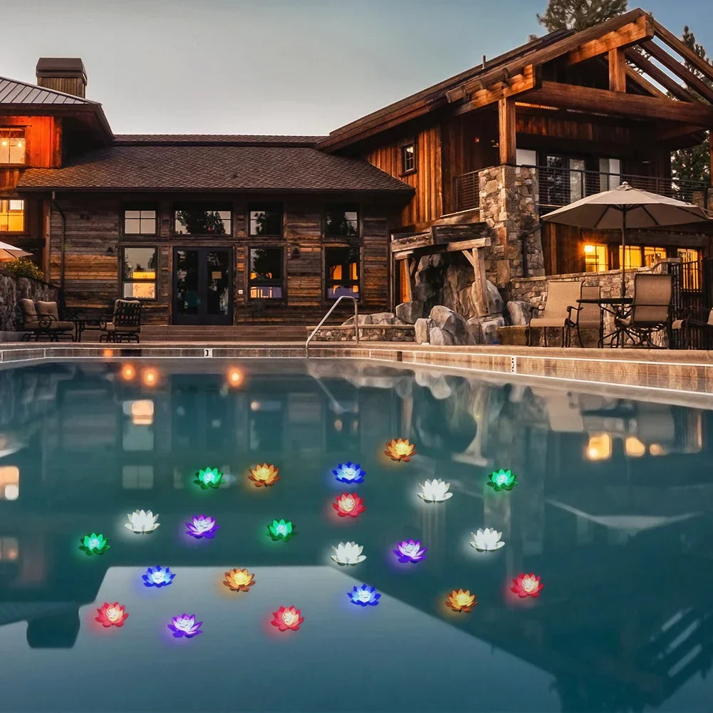 AquaBloom Floating Lotus Light – Waterproof LED Pond & Pool Decoration | Elegant Garden Mood Lighting