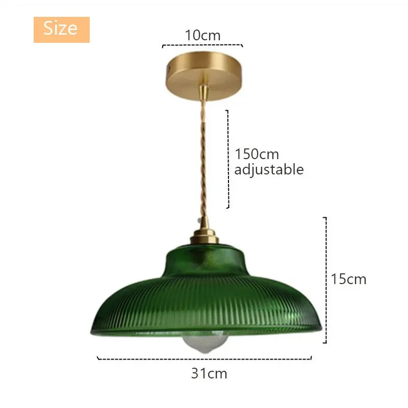 Verdelume Pendant Light – Vintage Green Glass Hanging Lamp | Retro Ambient Lighting for Timeless Interiors