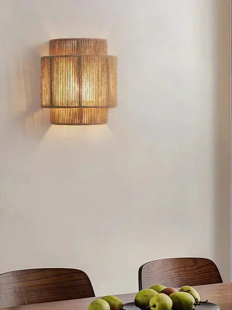 MoriRope Wall Light – Handcrafted Hemp Rope Wall Lamp | Rustic Ambient Lighting | Natural Artisan Décor