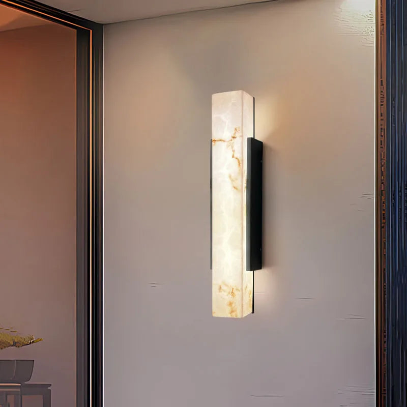 Marbella LED Outdoor Wall Light – Waterproof Marble-Effect Exterior Wall Lamp | Modern Stainless Steel Lighting