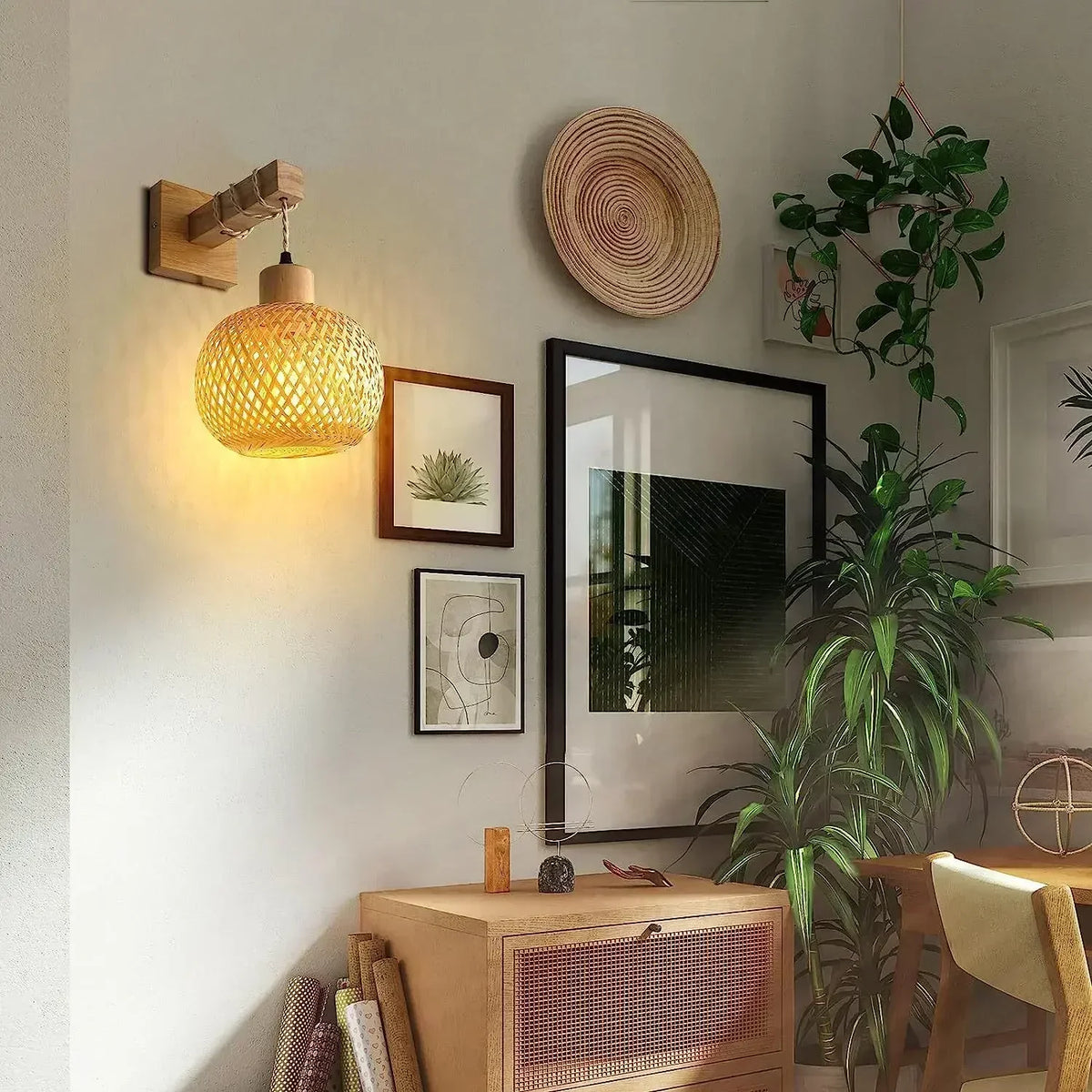BambooAura Wall Light – Handwoven Bamboo Wall Lamp | Japandi Natural Accent Lighting
