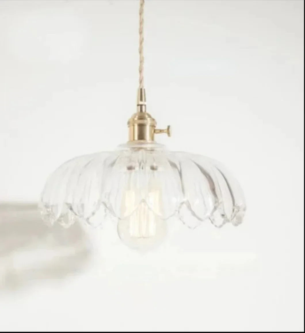 Fleuréa Glass Pendant Light – Floral Ceiling Lamp | Vintage Copper Lighting | Elegant Ambient Illumination