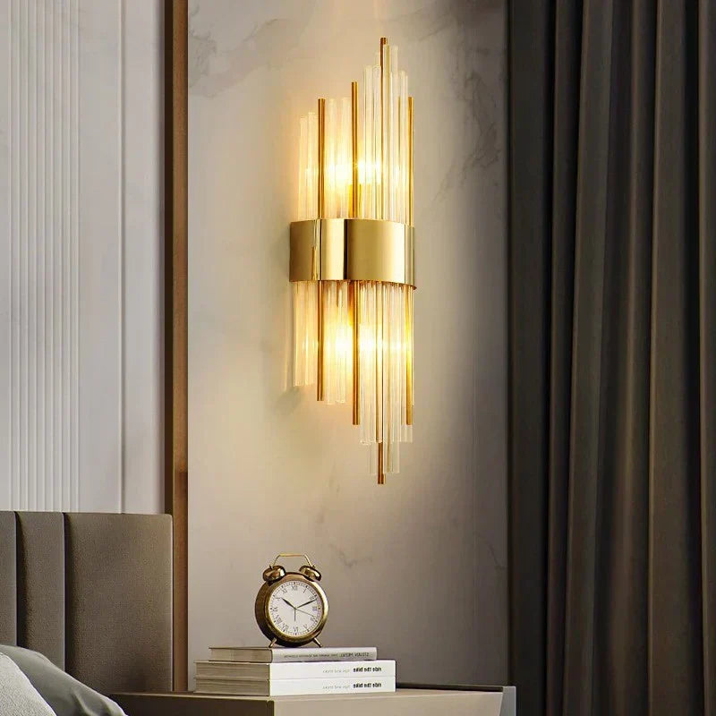 NoirÉclat Crystal Wall Light – Luxury Gold & Black LED Wall Lamp | Modern Nordic Accent Lighting