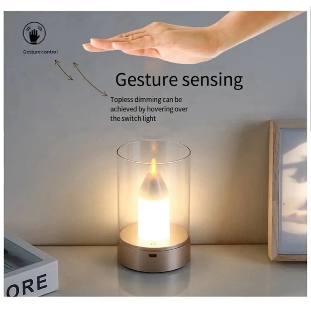 EmberGlow Rechargeable Flame Lamp – USB-C Touch Sensor Night Light | Dimmable LED Ambient Lighting