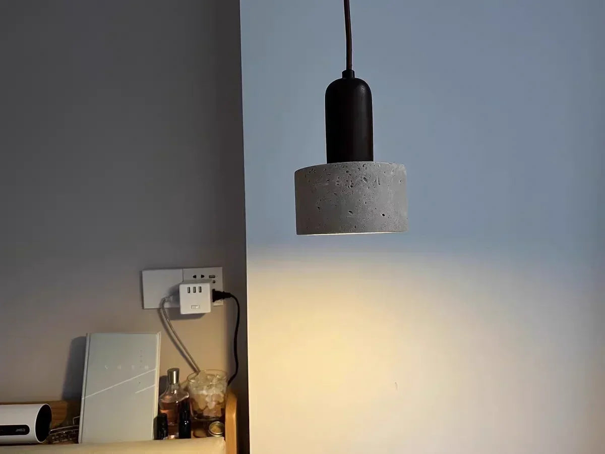 Travertine Stone Pendant Light with Copper Finish – Nordic LED Hanging Lamp | Warm Contemporary Lighting