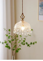 French Crystal Glass Pendant Light – Luxury Gold LED Chandelier | Elegant Ambient Lighting | Vintage-Inspired Statement Piece