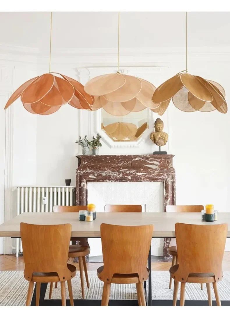 Floral Fabric Pendant Light – Designer E26 Ceiling Lamp | Artistic Ambient Lighting | Contemporary Statement Feature