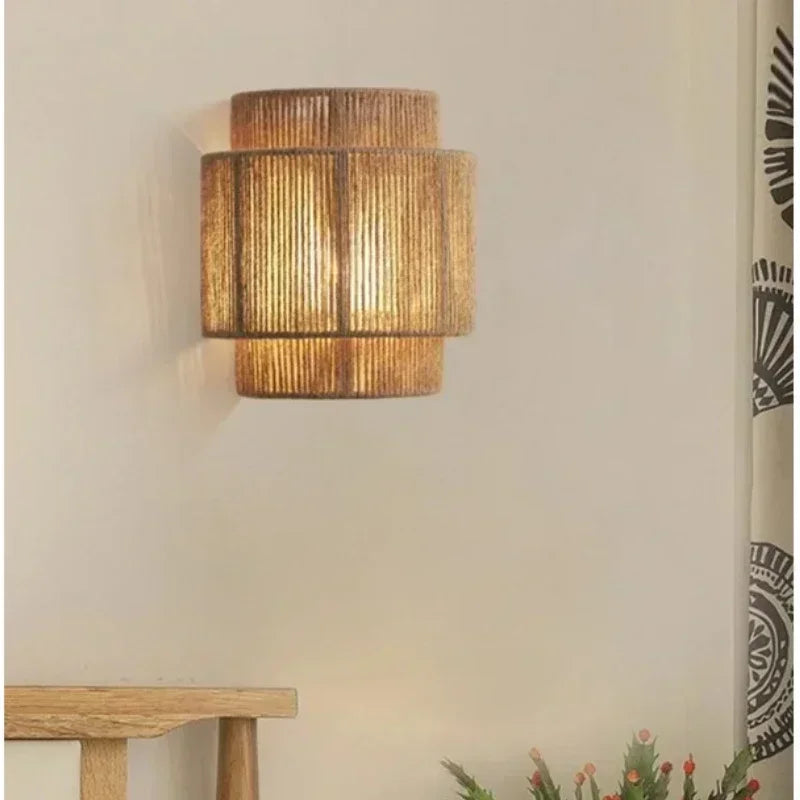 MoriRope Wall Light – Handcrafted Hemp Rope Wall Lamp | Rustic Ambient Lighting | Natural Artisan Décor
