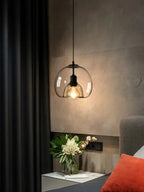 Amber Glass Pendant Light – Modern E26 Ceiling Lamp | Warm Ambient Lighting | Elegant Contemporary Interior Feature