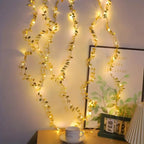 AureaLeaf LED Gold Leaf String Lights – Battery-Powered Decorative Fairy Lights for Home & Festive Celebrations