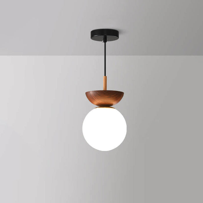 Japanese Wood Pendant Light – Minimalist LED Ceiling Lamp | Warm Ambient Interior Lighting