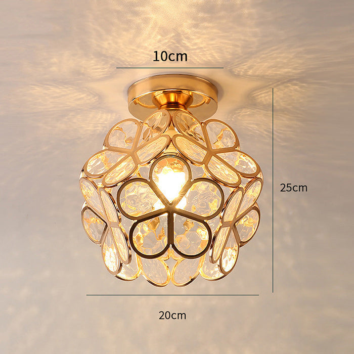 Floral Glass Ceiling Light – Vintage Inspired Flush Mount Lamp | Elegant Ambient Hallway Lighting