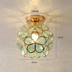 Floral Glass Ceiling Light – Vintage Inspired Flush Mount Lamp | Elegant Ambient Hallway Lighting