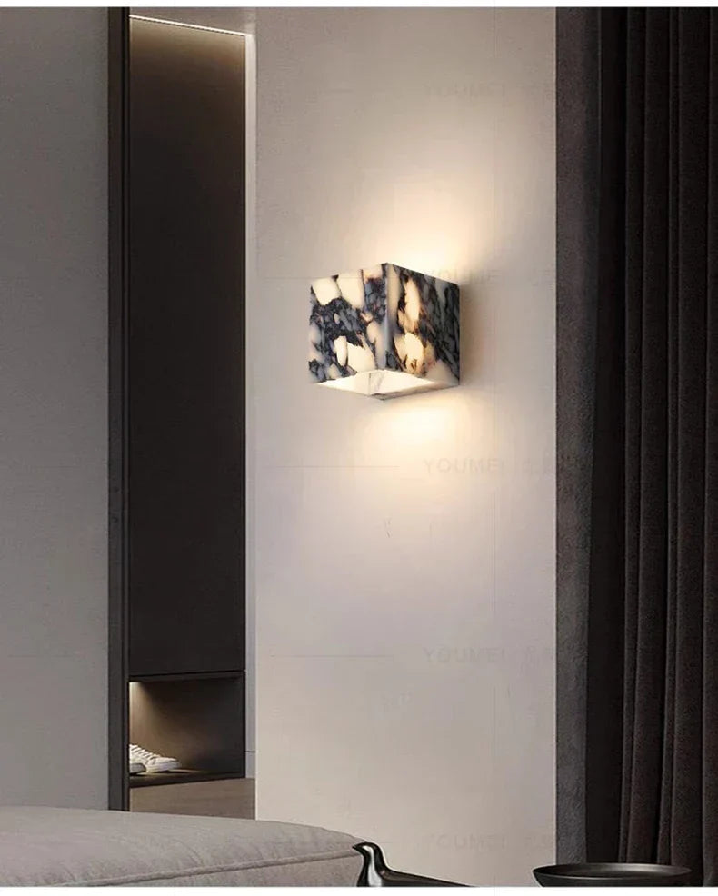 MarbleAura Outdoor Wall Light – Natural Marble LED Wall Lamp | IP65 Waterproof Lighting | Modern Architectural Accent