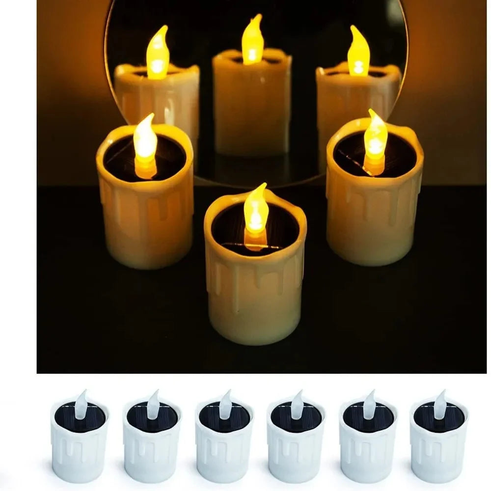 EverGlow Solar Tea Lights Set of 6 – Waterproof Flameless Outdoor Candles | Warm White Decorative Garden Lighting