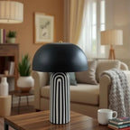 Japandi Ceramic Table Lamp – Handcrafted LED Accent Light | Nordic Japanese Interior Décor | Elegant Ambient Lighting