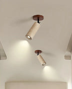 Travero Flush Ceiling Light – Wabi-Sabi Travertine Stone Lamp | Minimalist Natural Lighting for Modern Interiors