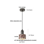 Travertine Stone Pendant Light with Copper Finish – Nordic LED Hanging Lamp | Warm Contemporary Lighting